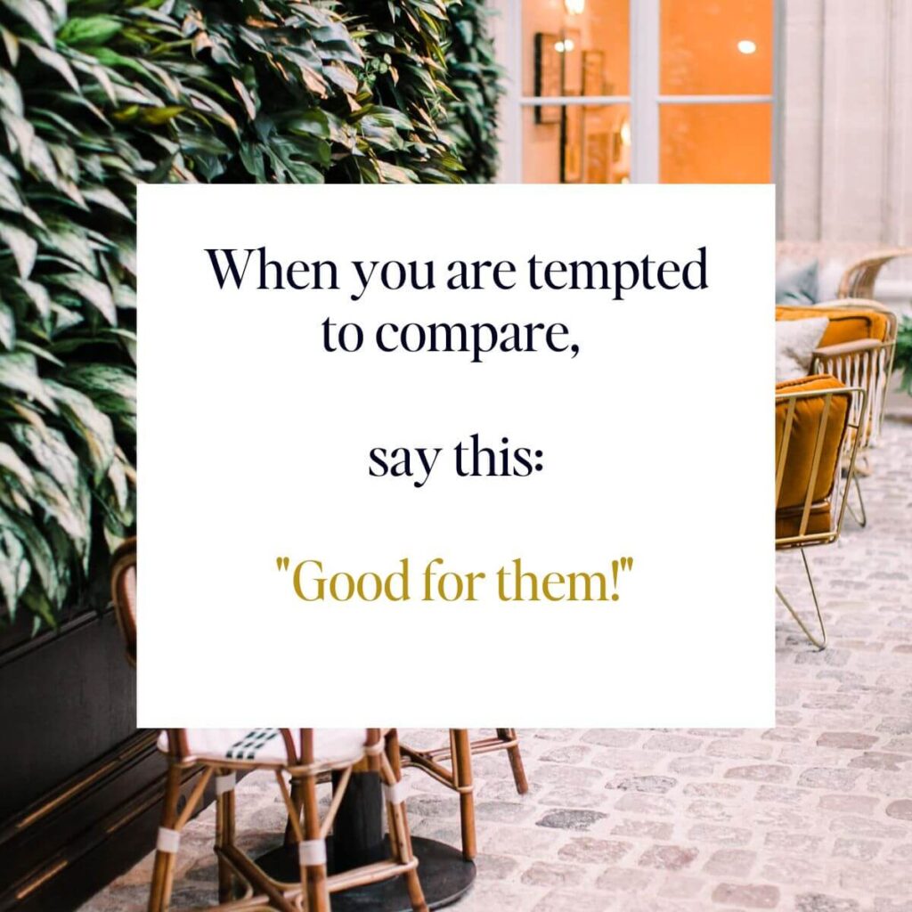 French Bistro Cafe with-Green leaves and White Block - Build Confidence By Saying Good for them when you see others succeed